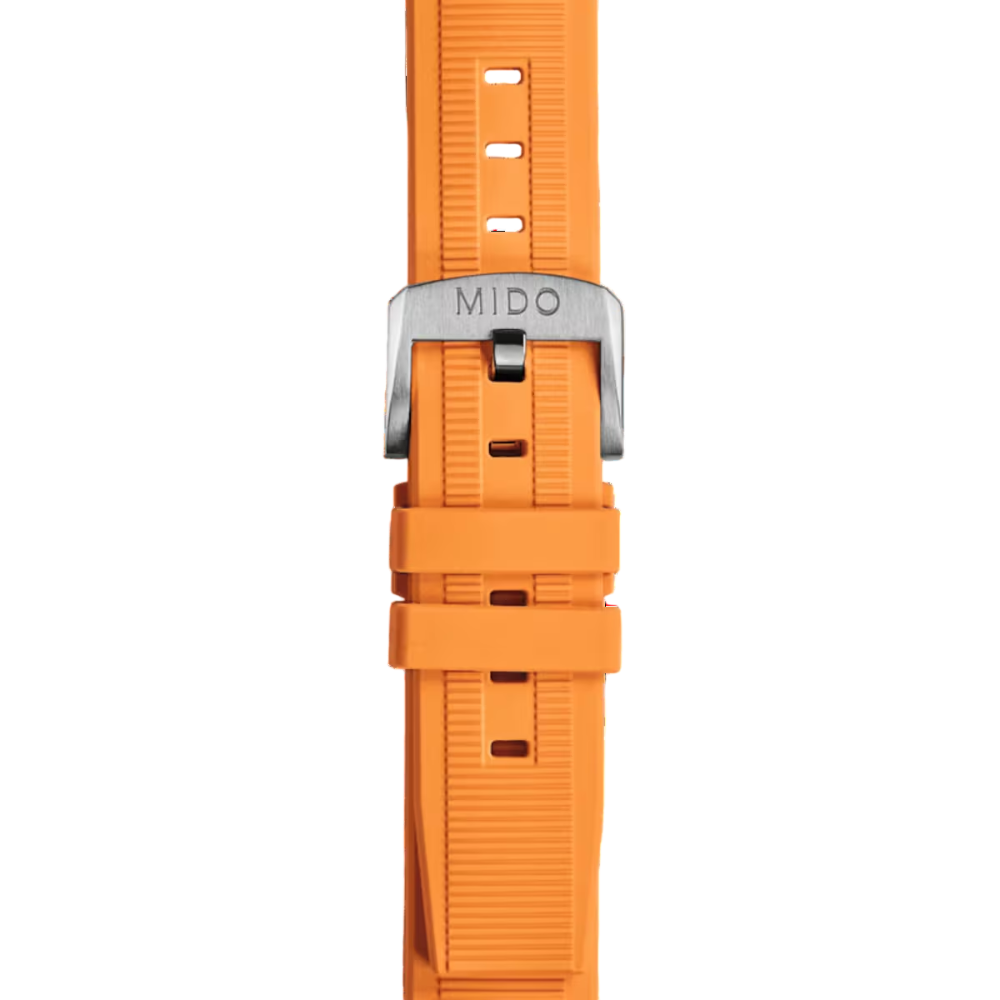 MIDO Multifort 8 Two Crowns or One Crown Orange Rubber Strap 12mm | M852.019.672