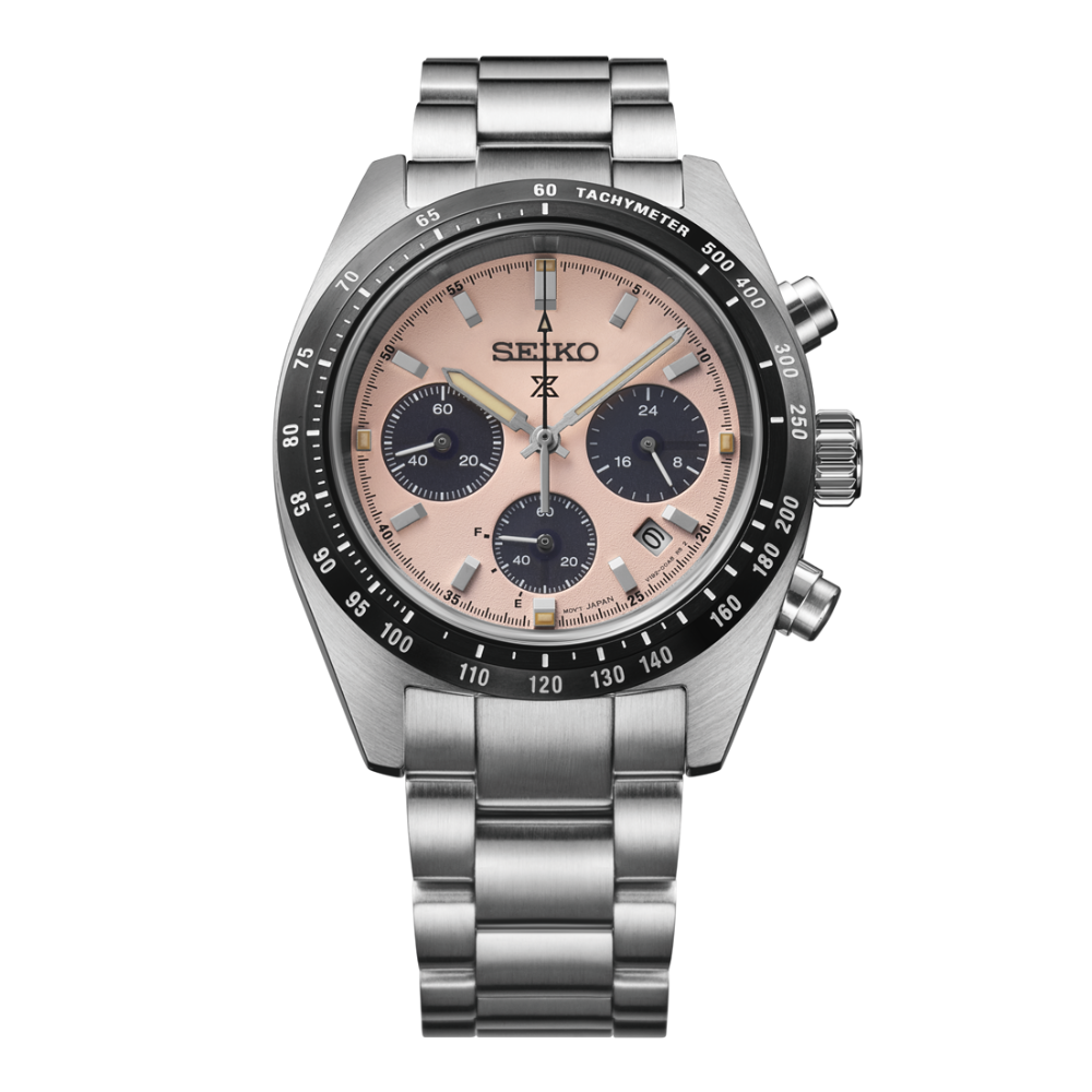 SEIKO Prospex Speedtimer Youngtimer Solar Chronograph Pale Pink Dial | SSC963