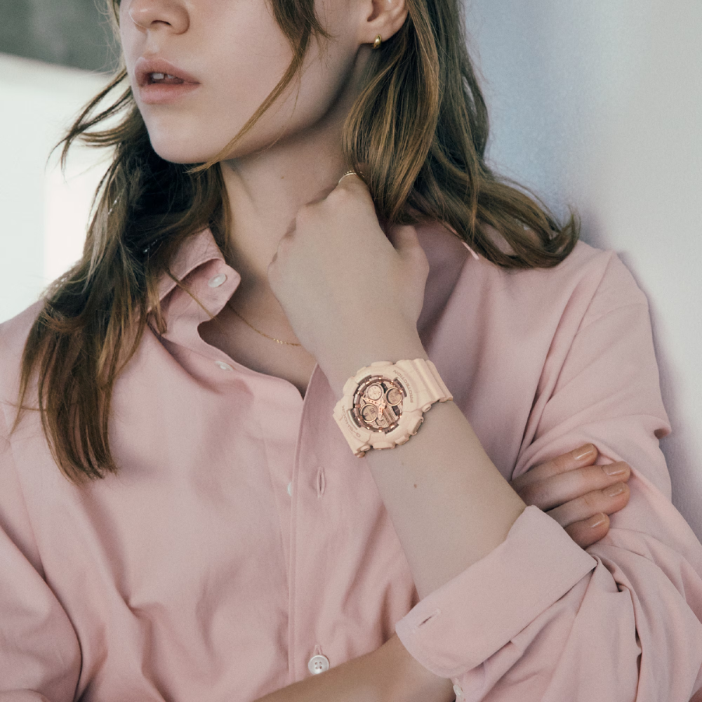 CASIO G-SHOCK Analog Digital Rose Gold and Pink Ladies | GMAS140PG-4A