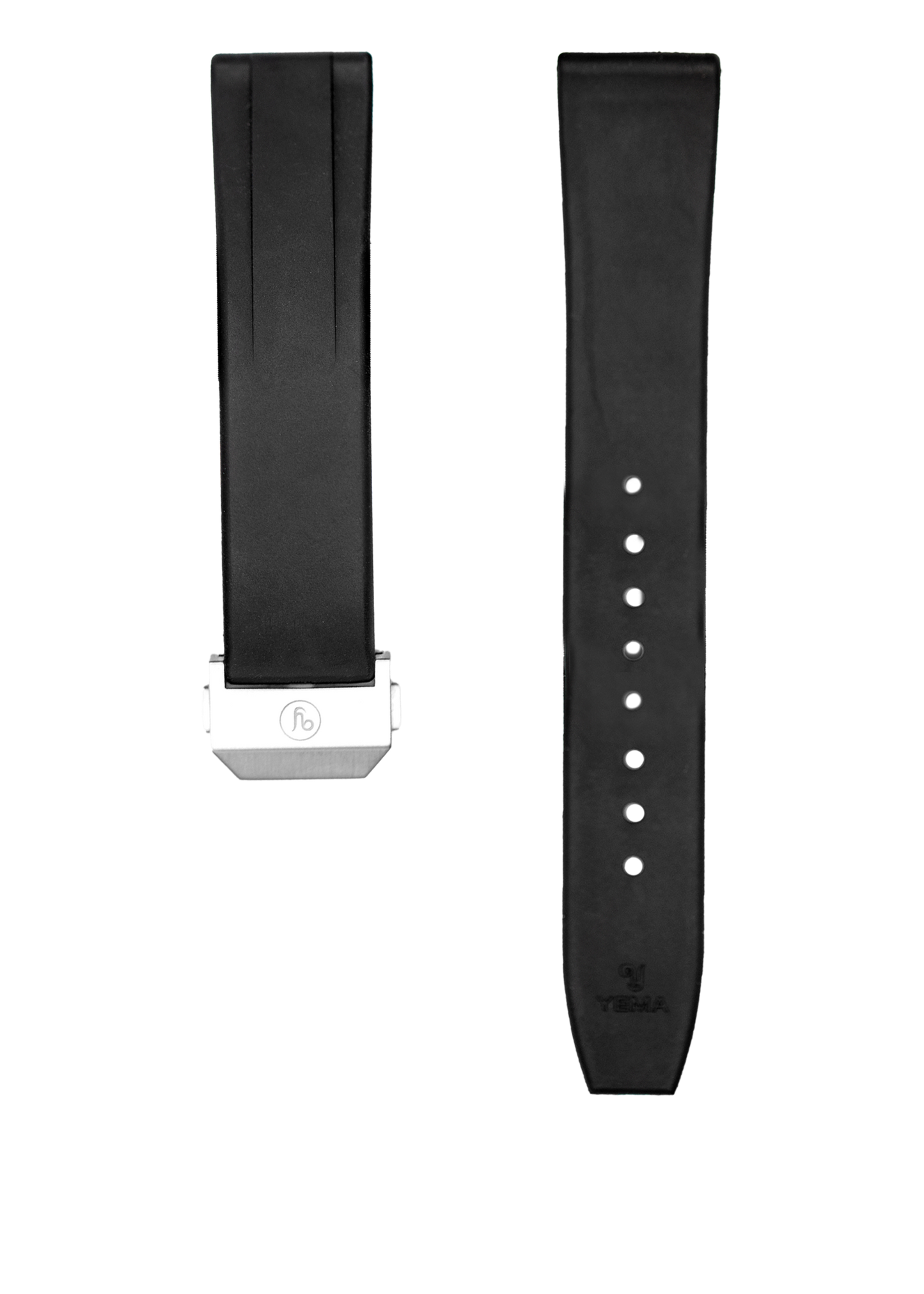YEMA FKM Viton Rubber Strap Deployment Buckle Black 19mm | SYRUB-A-19-SS