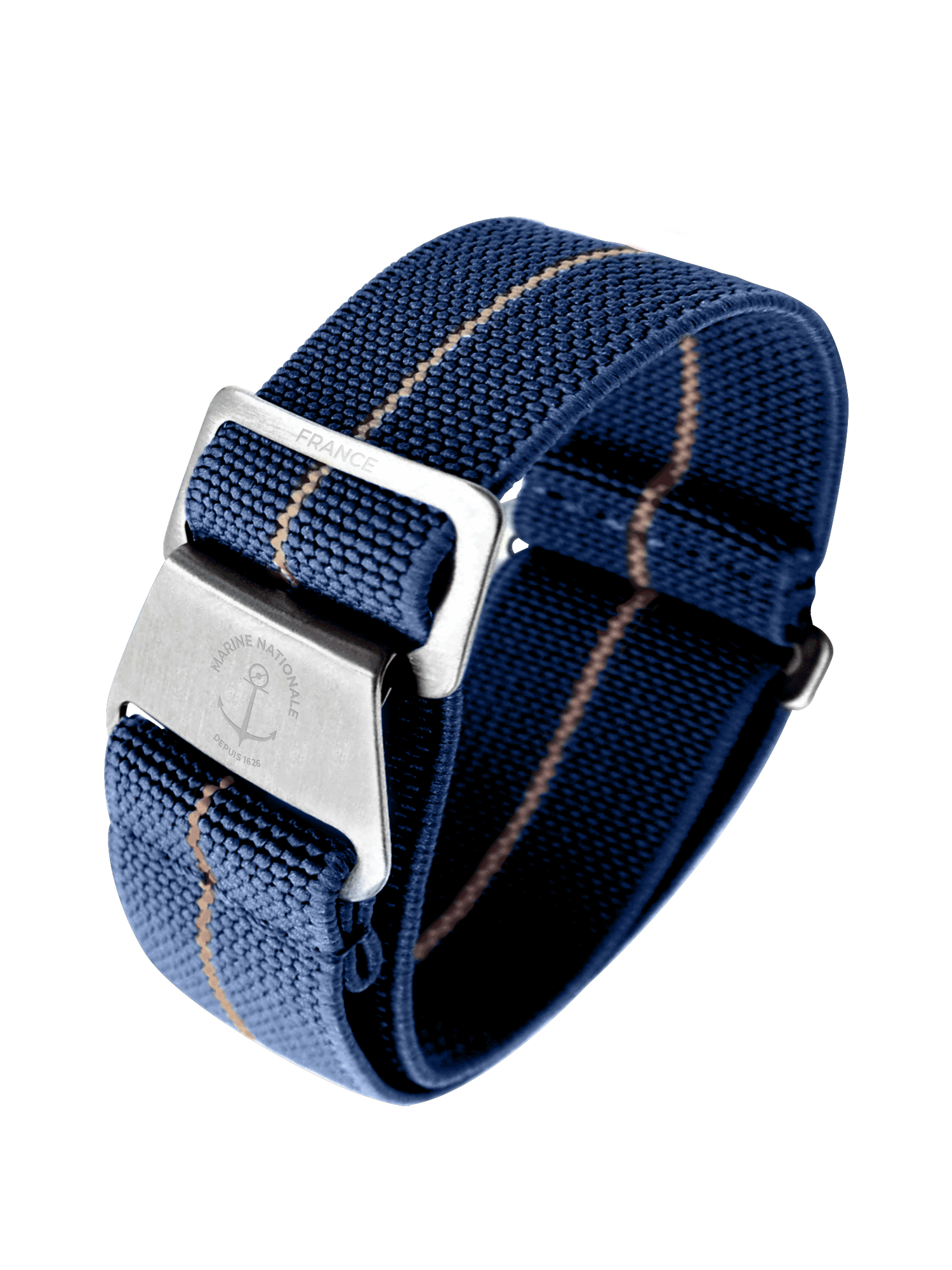 YEMA Marine Nationale Parachute Watch Band Blue 19mm SYMN39-G-SS