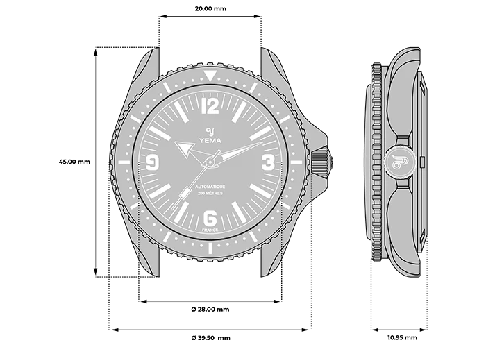 YEMA Diver Classic Dial Steel Bracelet 39.5mm | YDIV25-BMS