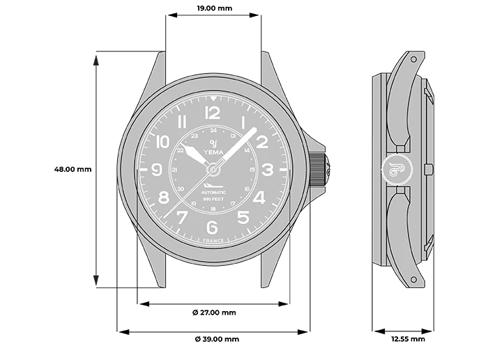 YEMA Flygraf Pilot M1 39mm | YFLY2020-AMS