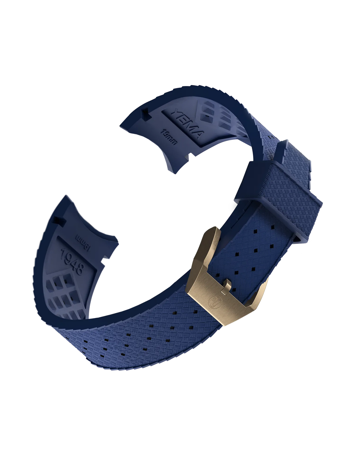 YEMA FKM Viton Tropic Integrated Strap Blue - Bronze brushed buckle