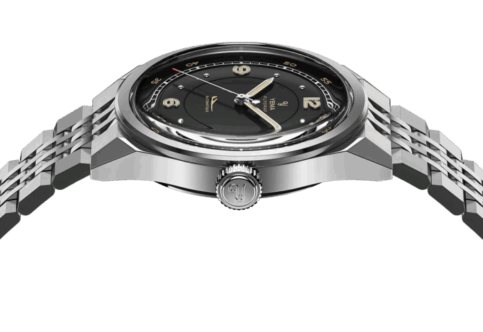 YEMA Flygraf Pilot Sector Dial Steel Bracelet Black 38.5mm | YFLY25-AMS
