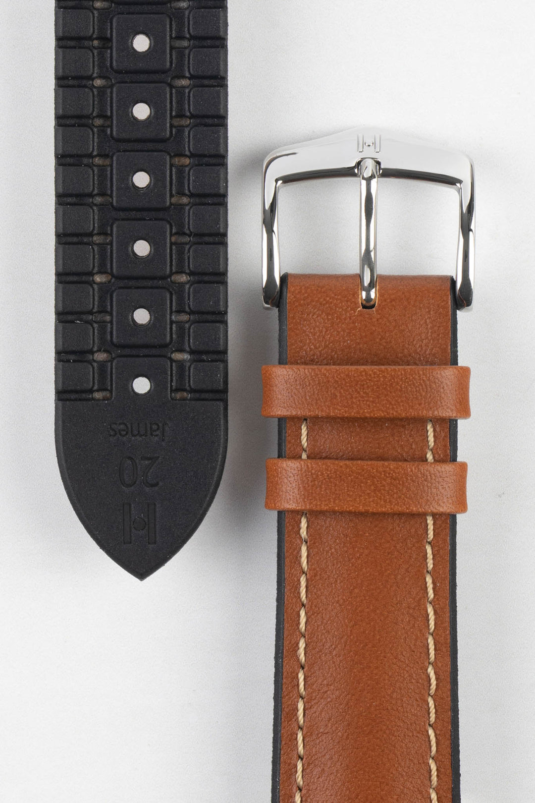 HIRSCH James Calf Leather Performance Strap Gold Brown 19mm Silver Buckle | 0925002070-19-SB