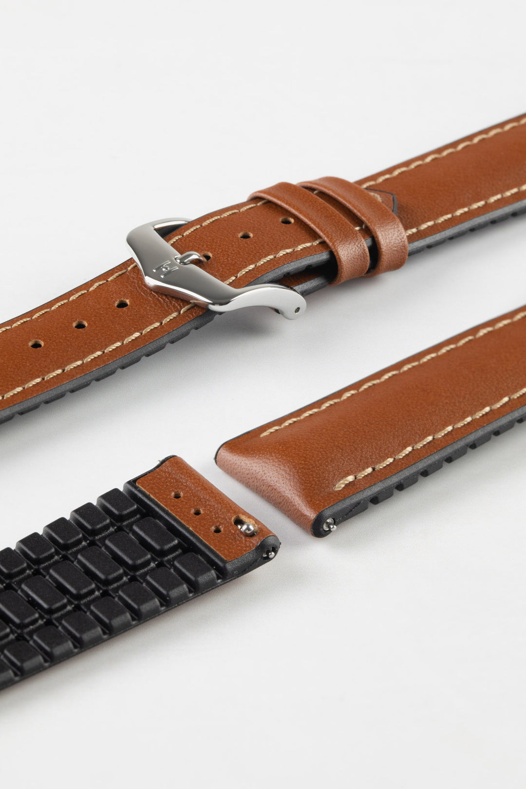 HIRSCH James Calf Leather Performance Strap Gold Brown 19mm Silver Buckle | 0925002070-19-SB