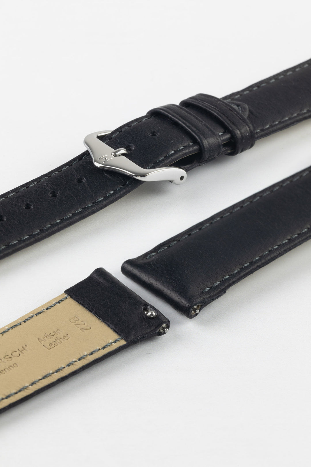 HIRSCH Merino Nappa Leather Strap Black 22mm Silver Buckle | 01206050-22-SB