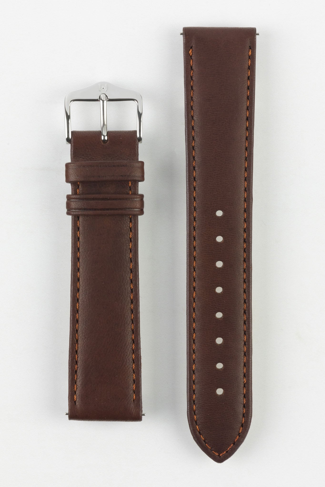 HIRSCH Merino Nappa Leather Strap Brown 19mm Silver Buckle | 01206010-19-SB