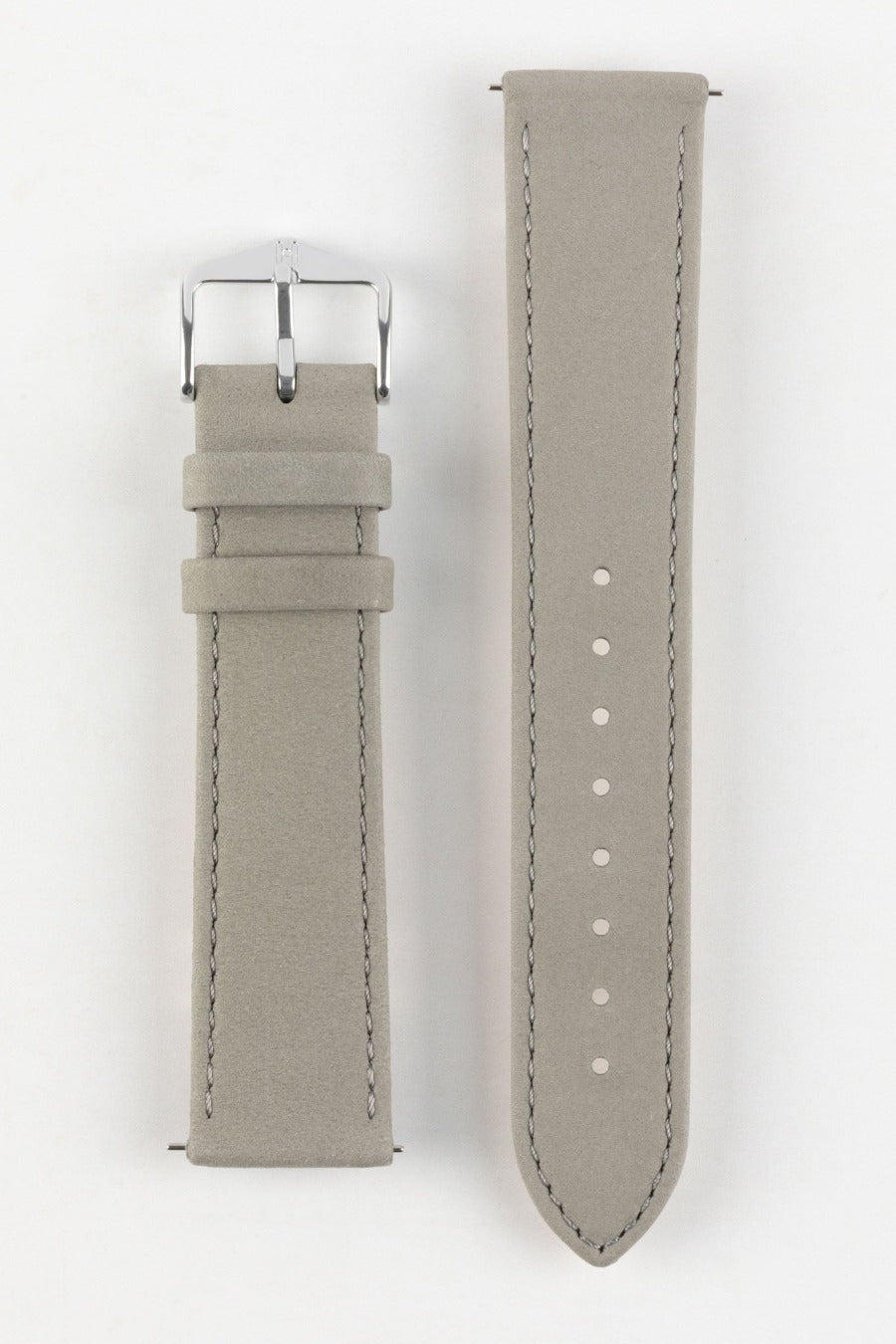 HIRSCH Osiris Calf Leather with Nubuck Effect Strap Grey 18mm Silver Buckle | 03433030-18-SB