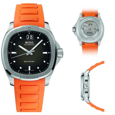 MIDO Multifort TV Big Date Grey Orange Rubber | M049.526.17.081.00