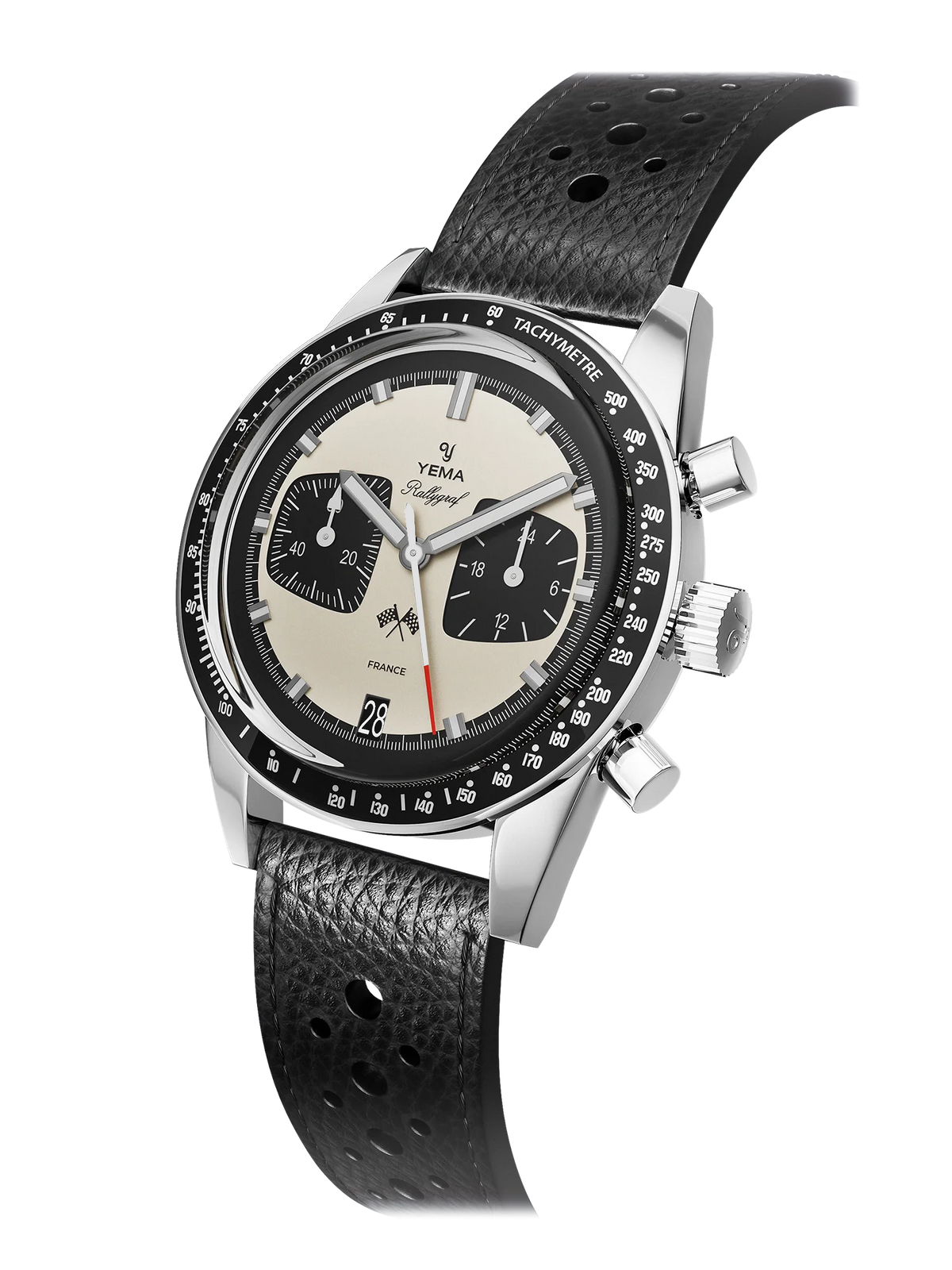YEMA Rallygraf Meca Quartz Panda Rallye Strap | YMHF1580-BA