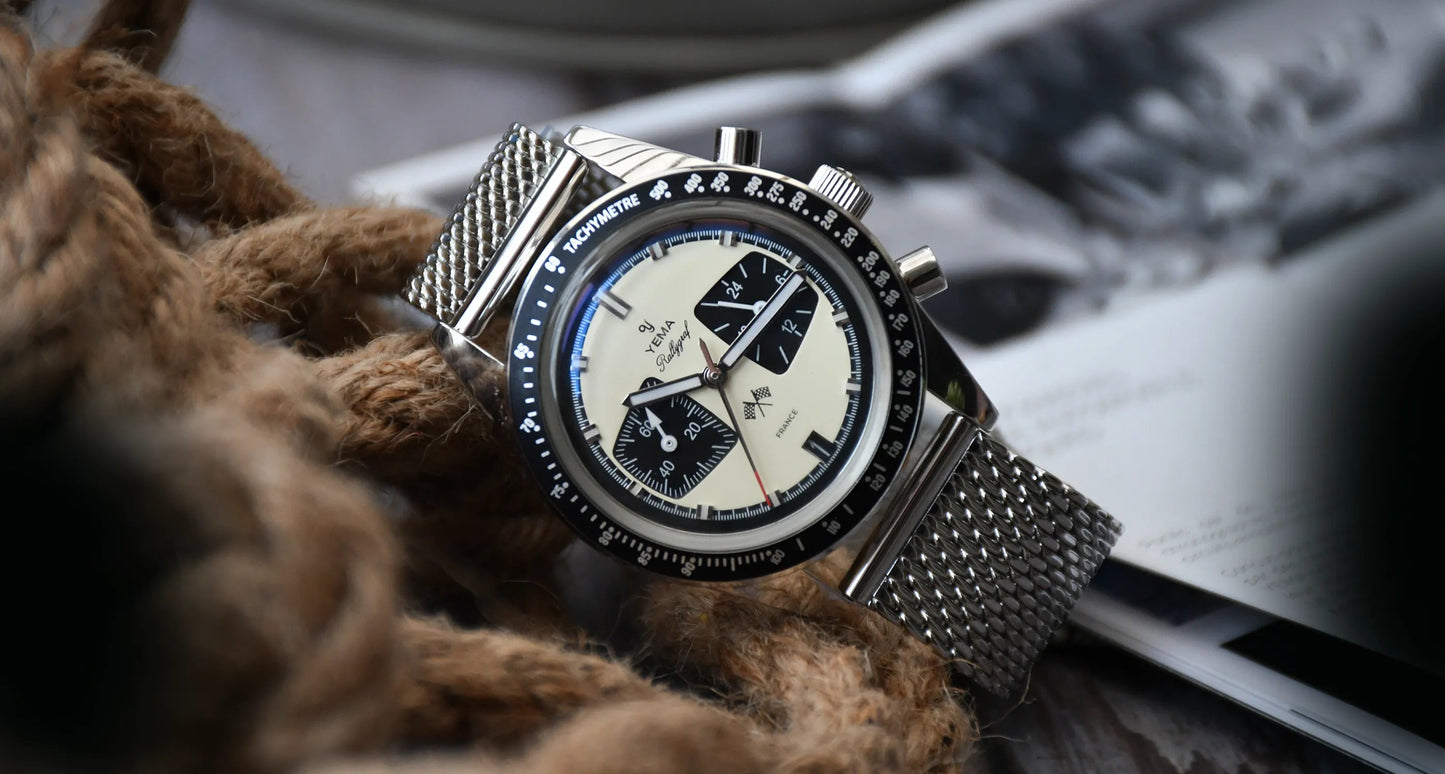 YEMA Rallygraf Meca Quartz Panda Steel Mesh | YMHF1580-BM