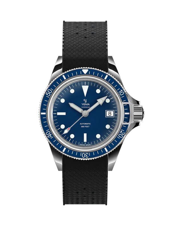 YEMA Superman Heritage FKM Rubber Integrated Strap 39mm | YSUP25B39-GRBIS