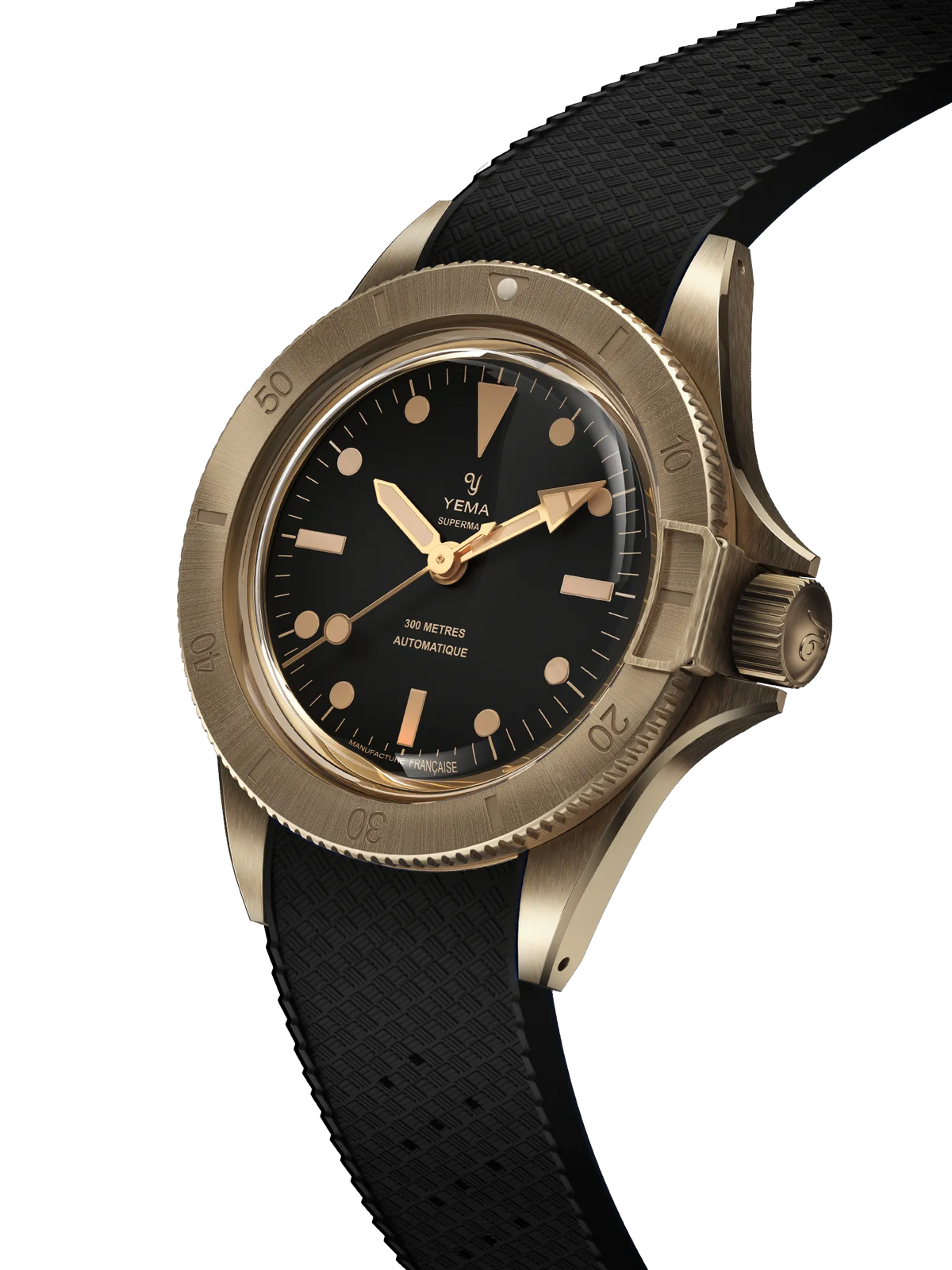 YEMA Superman Bronze CMM.10 Black Large Rubber Strap 41mm | 11.13.36.ZE.U6XL