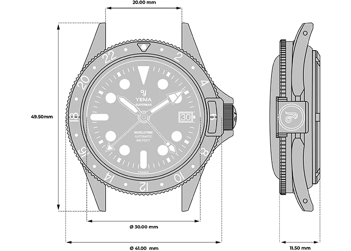 YEMA Superman Worldtime GMT Steel 41mm | YGMT21A41-AMS