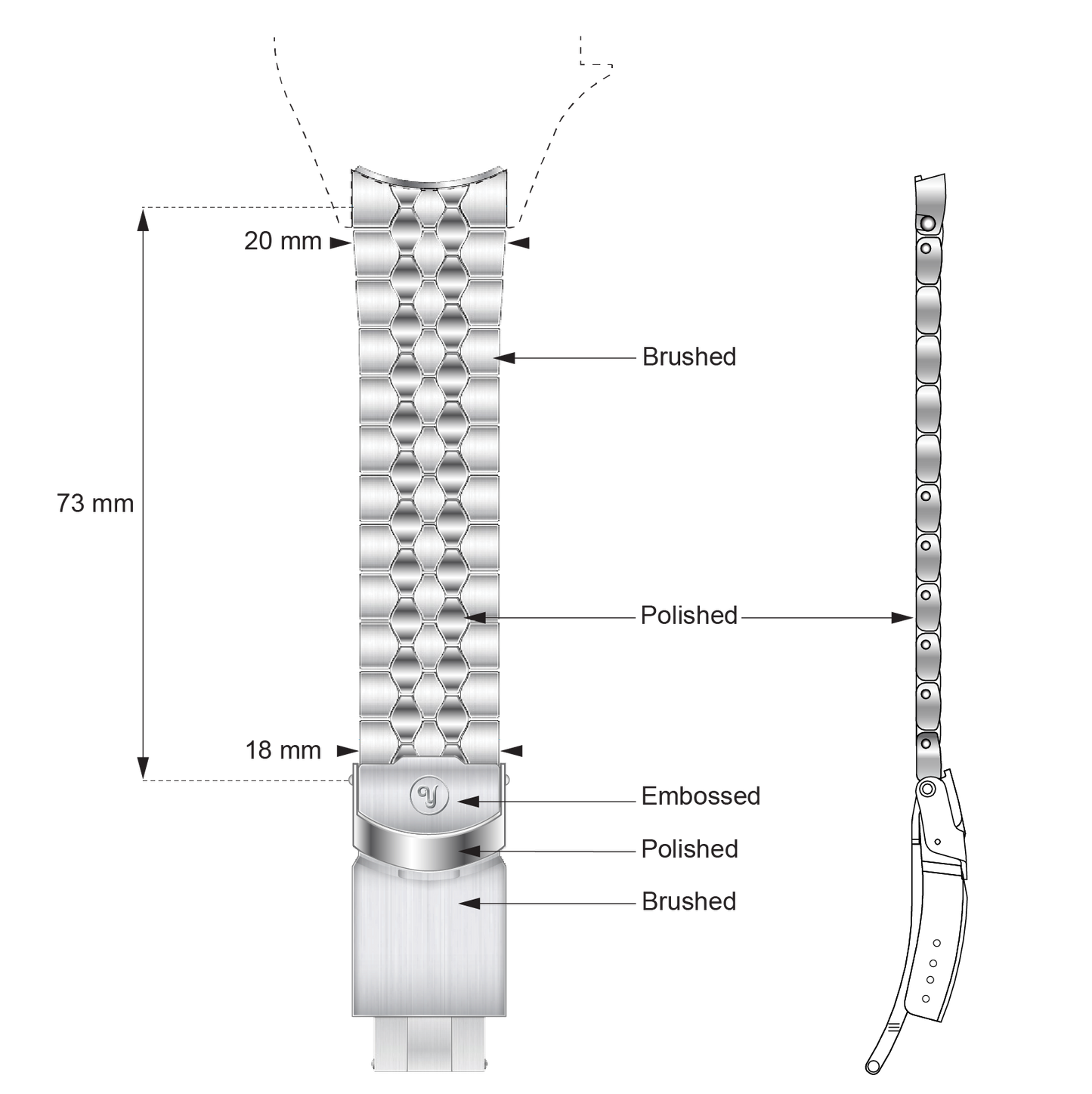 YEMA Superman 500 Scales Bracelet 20mm | SYSCALE-2-20