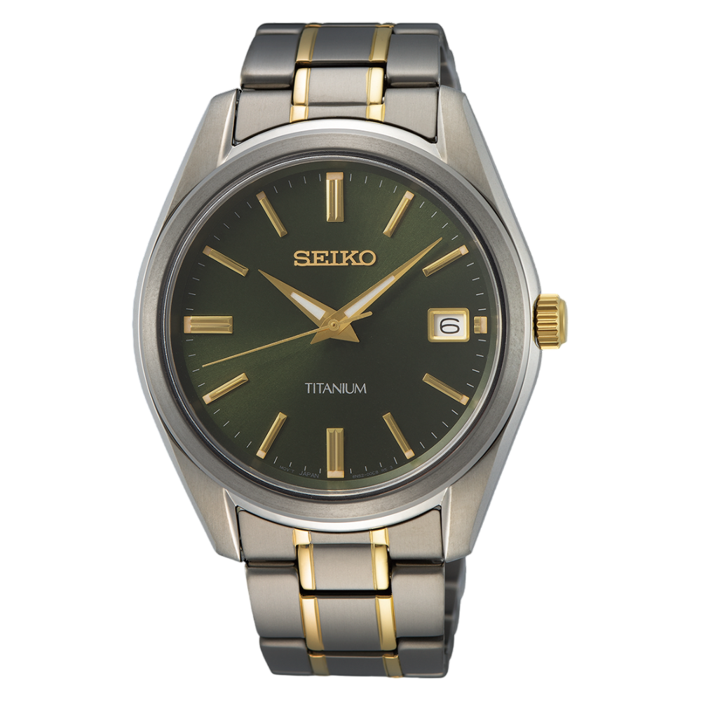 SEIKO Discover More Titanium Quartz Green Dial Sapphire Crystal | SUR377