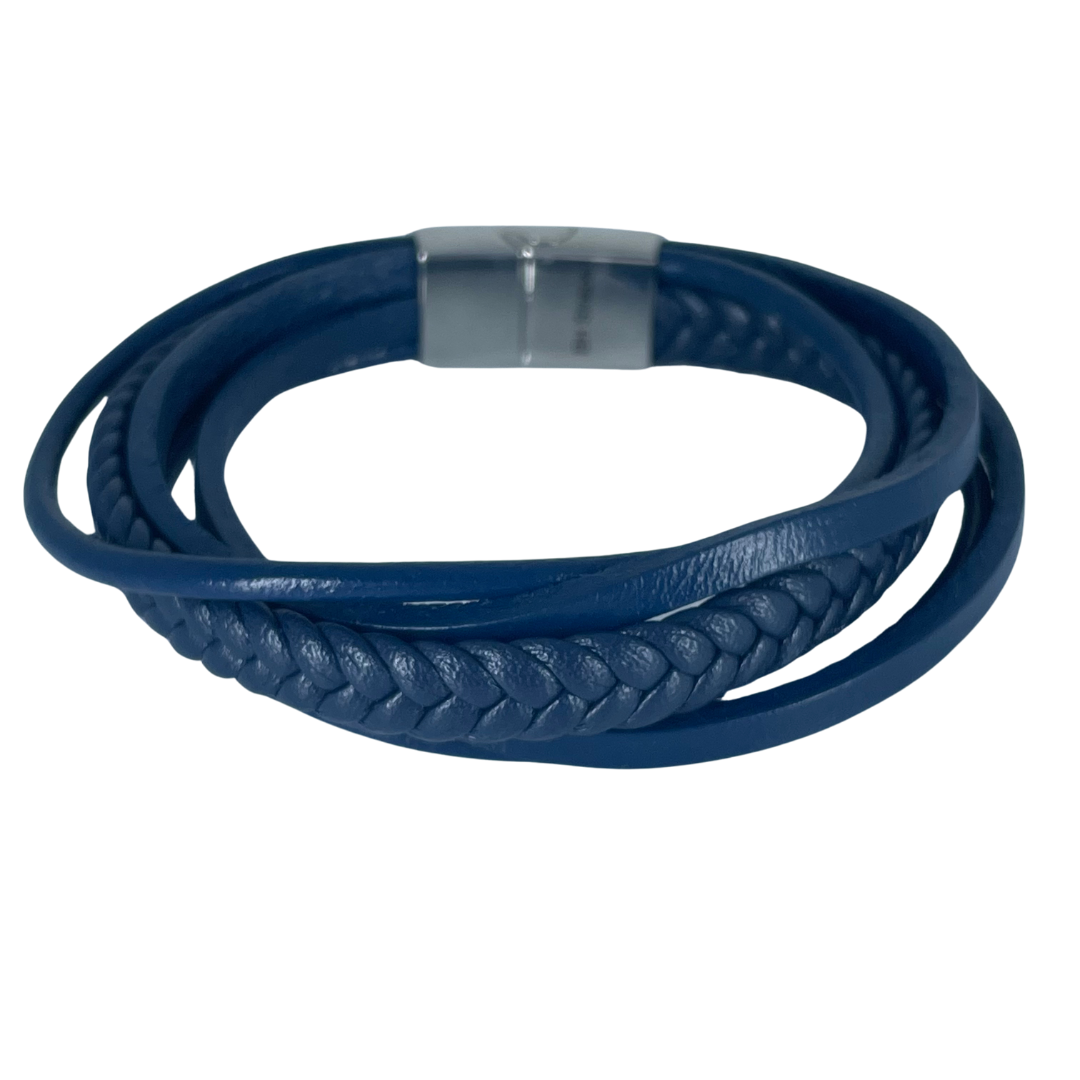 Leather Bracelet / Wristband - Blue