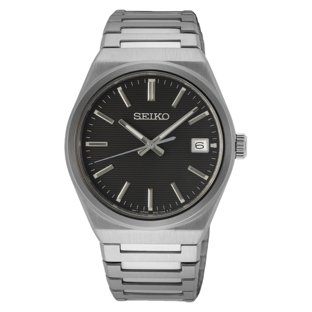 SEIKO Discover Essentials Quartz Black Pressed-Pattern Dial | SUR557