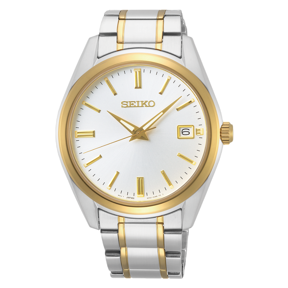 SEIKO Quartz Silver Dial Date Two Tone Stainless Steel | SUR312