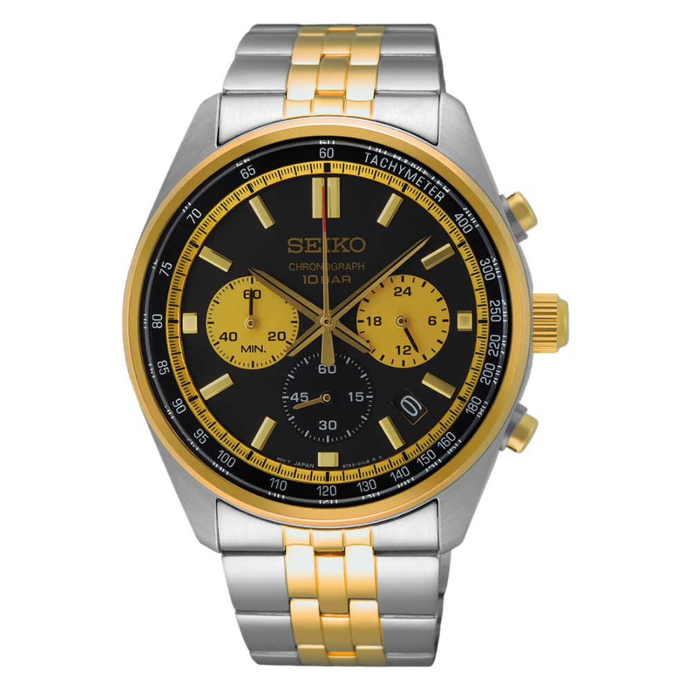 SEIKO Essentials Chronograph Two-Tone Black Dial Quartz | SSB430