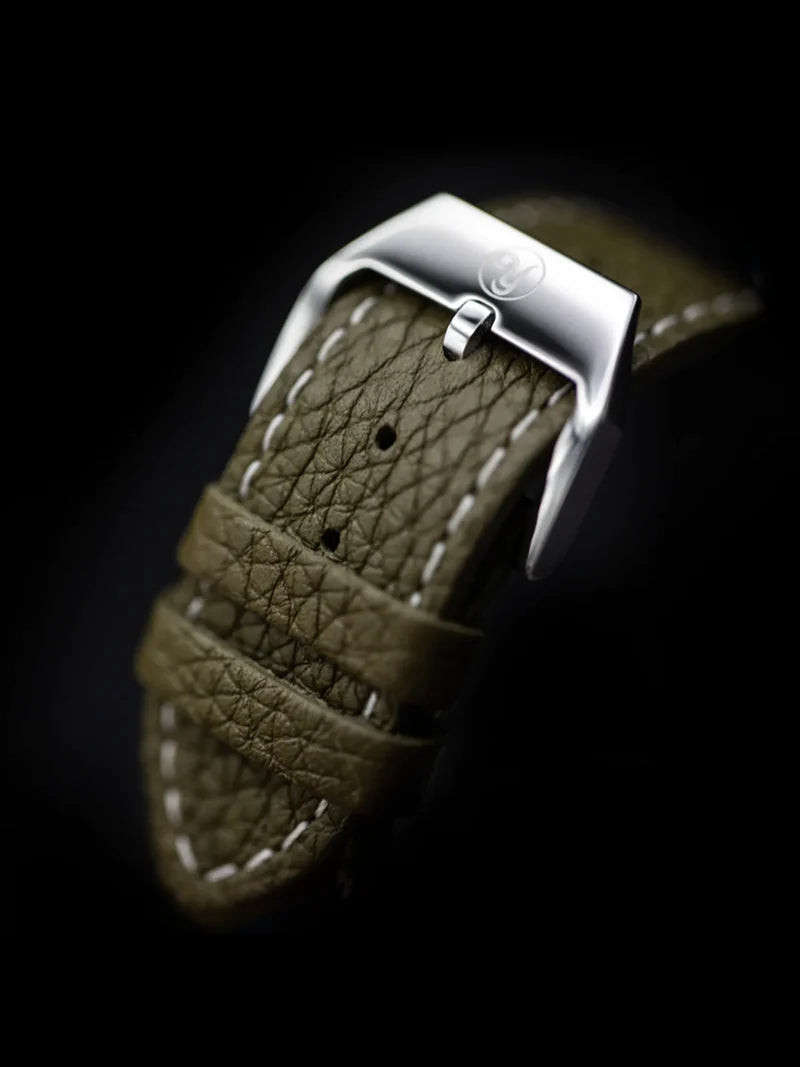 YEMA Green Textured Leather Strap 20mm | SYZ65-20-SS