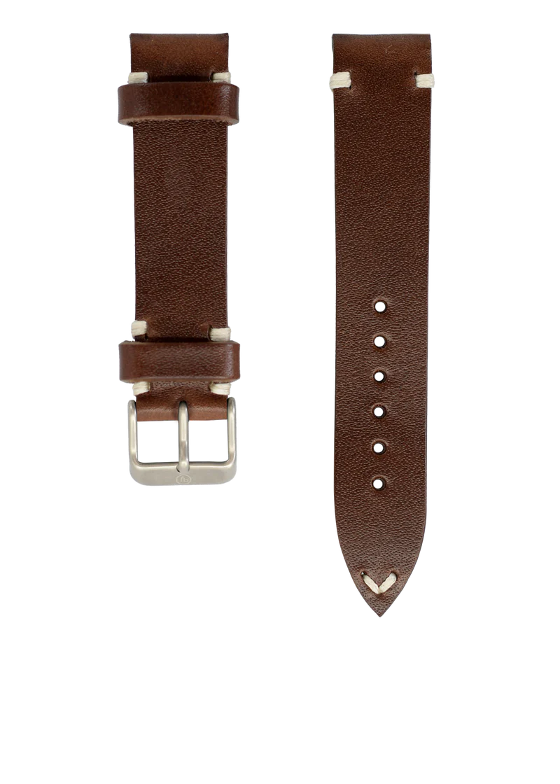 YEMA Vintage Brown Leather Strap 20mm Steel Buckle | SYU62-20-SS