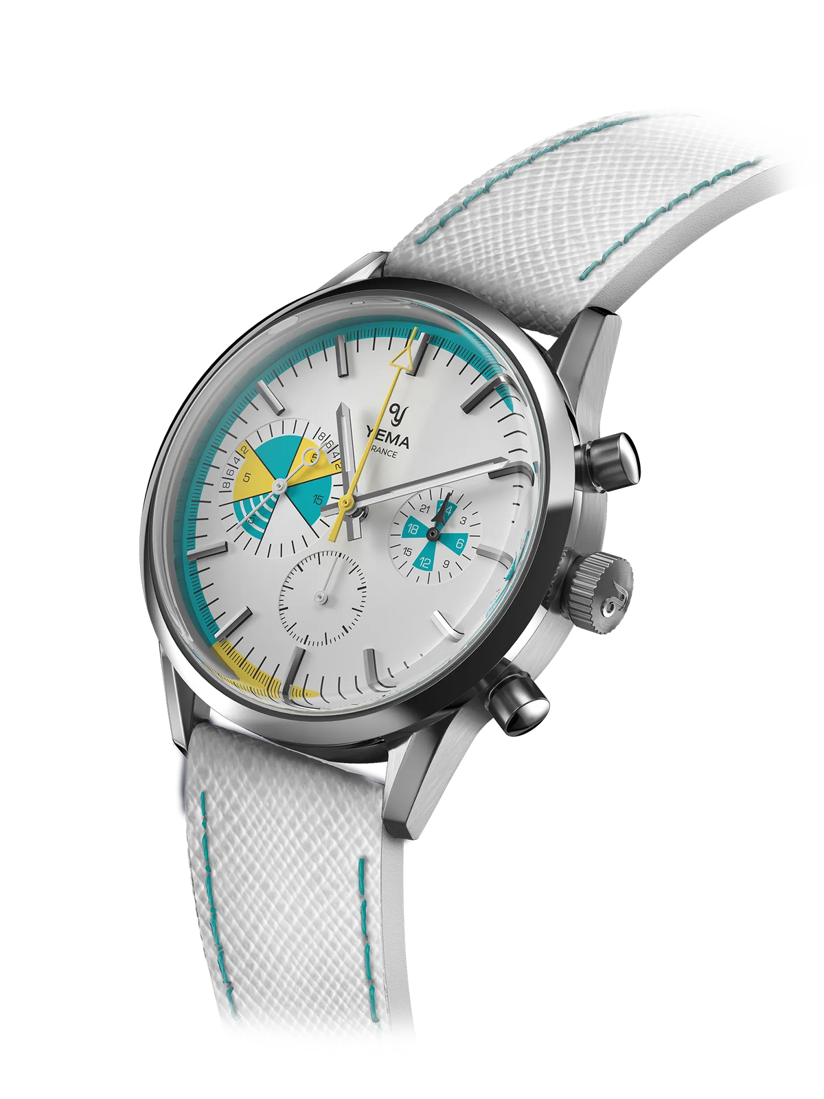 YEMA Yachtingraf Croisiere Meca Quartz White Dial Leather Strap | YMHF1583-BB