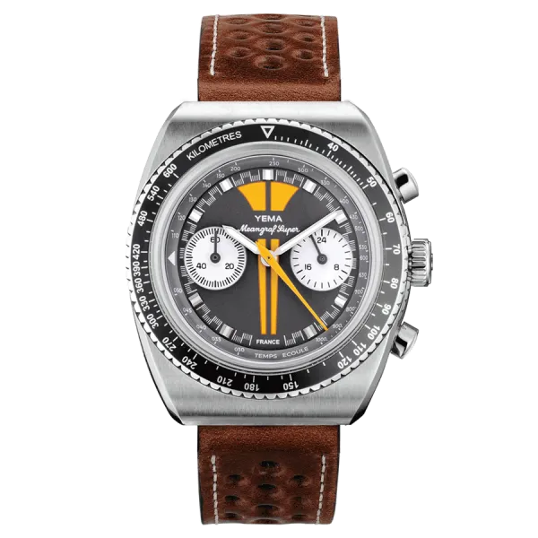YEMA Meangraf Super Y70 Yellow Brown Leather Strap | YMHF1576-CU31