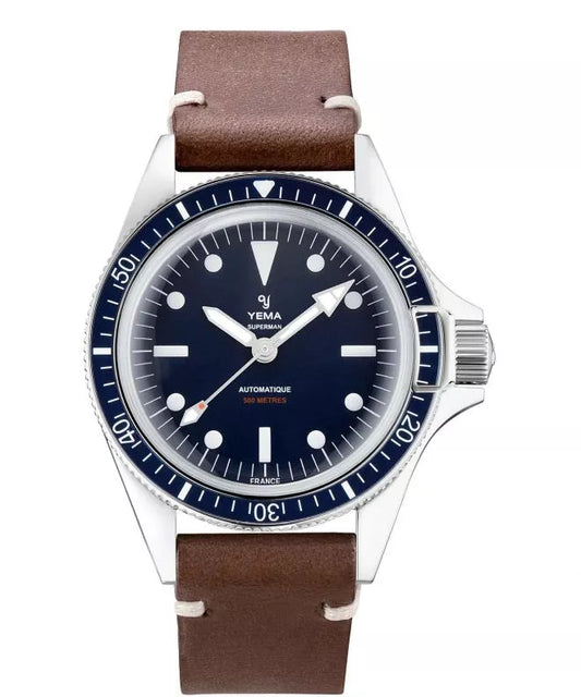 YEMA Superman 500 Mysterious Blue Dial Brown Leather 41mm | YSUP22B41-GU62S
