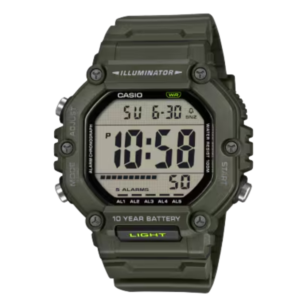 CASIO ILLUMINATOR Olive Green Resin Strap | AE1600HX-3AV