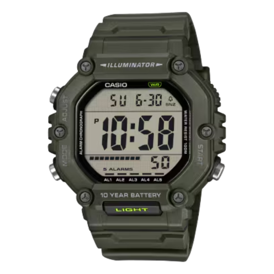 CASIO ILLUMINATOR Olive Green Resin Strap | AE1600HX-3AV