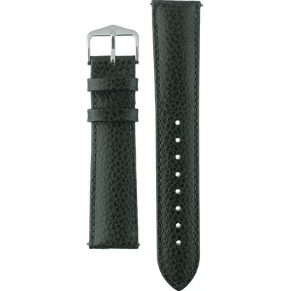 HIRSCH Kansas Alligator Embossed Leather Watch Strap Green 20mm Silver Buckle | 01502040-2-20