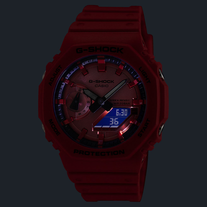 CASIO G-SHOCK ANALOG-DIGITAL 2100 Series Red Resin Strap | GA2100RRB-4A