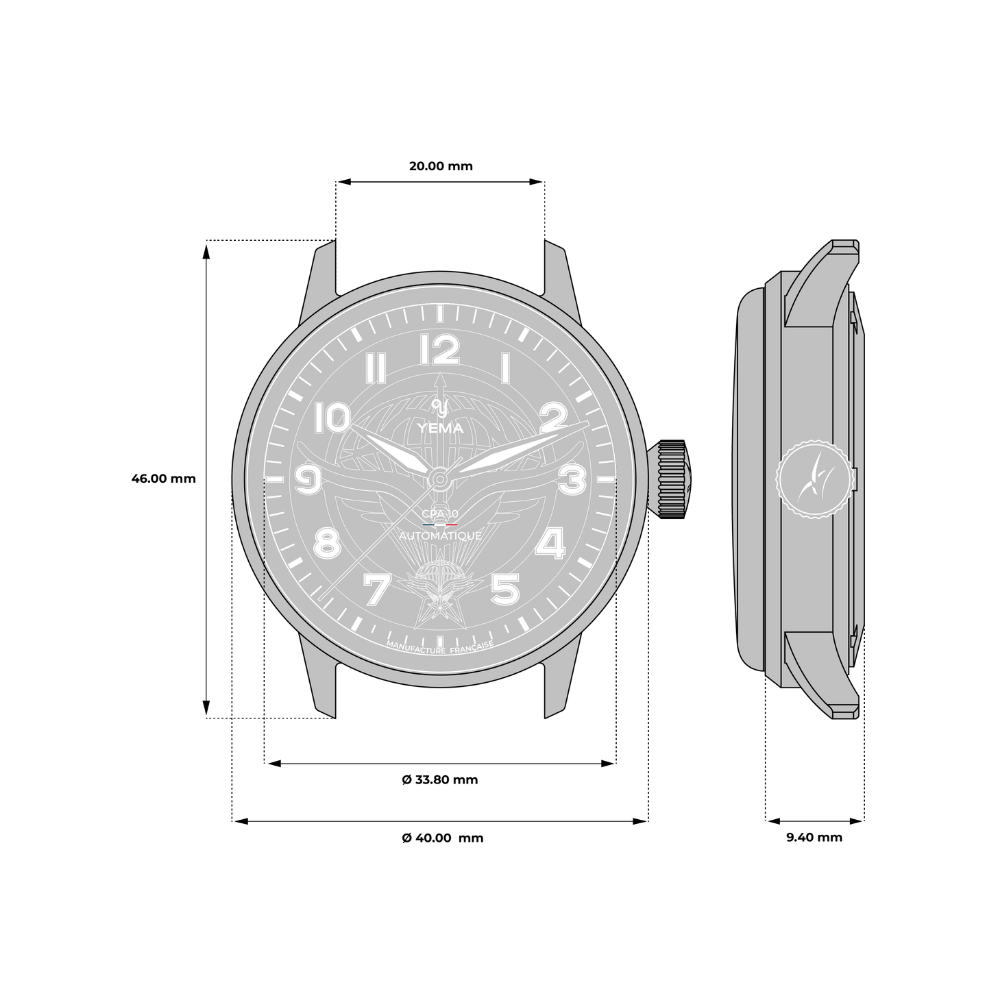 YEMA Flygraf CPA10 Blue Dial 40mm | 64.25.10.05.TN.D5