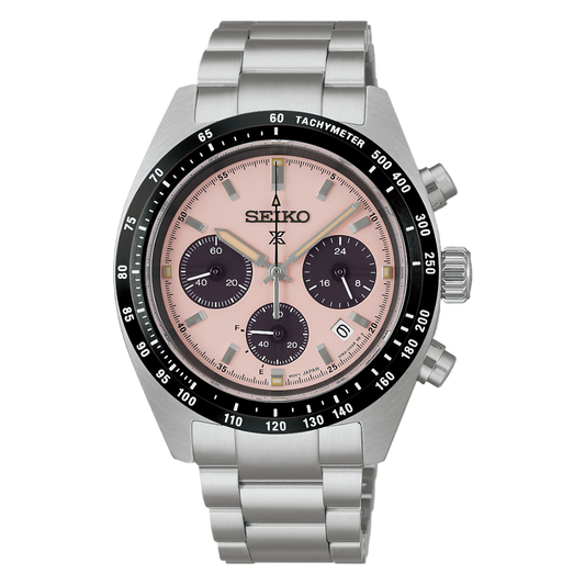 SEIKO Prospex Speedtimer Youngtimer Solar Chronograph Pale Pink Dial | SSC963