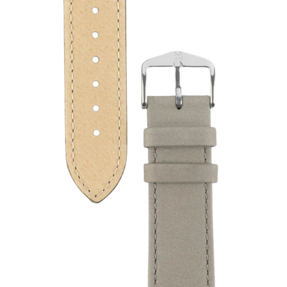 HIRSCH Osiris Calf Leather with Nubuck Effect Strap Grey  22mm Silver Buckle | 03433030-2-22
