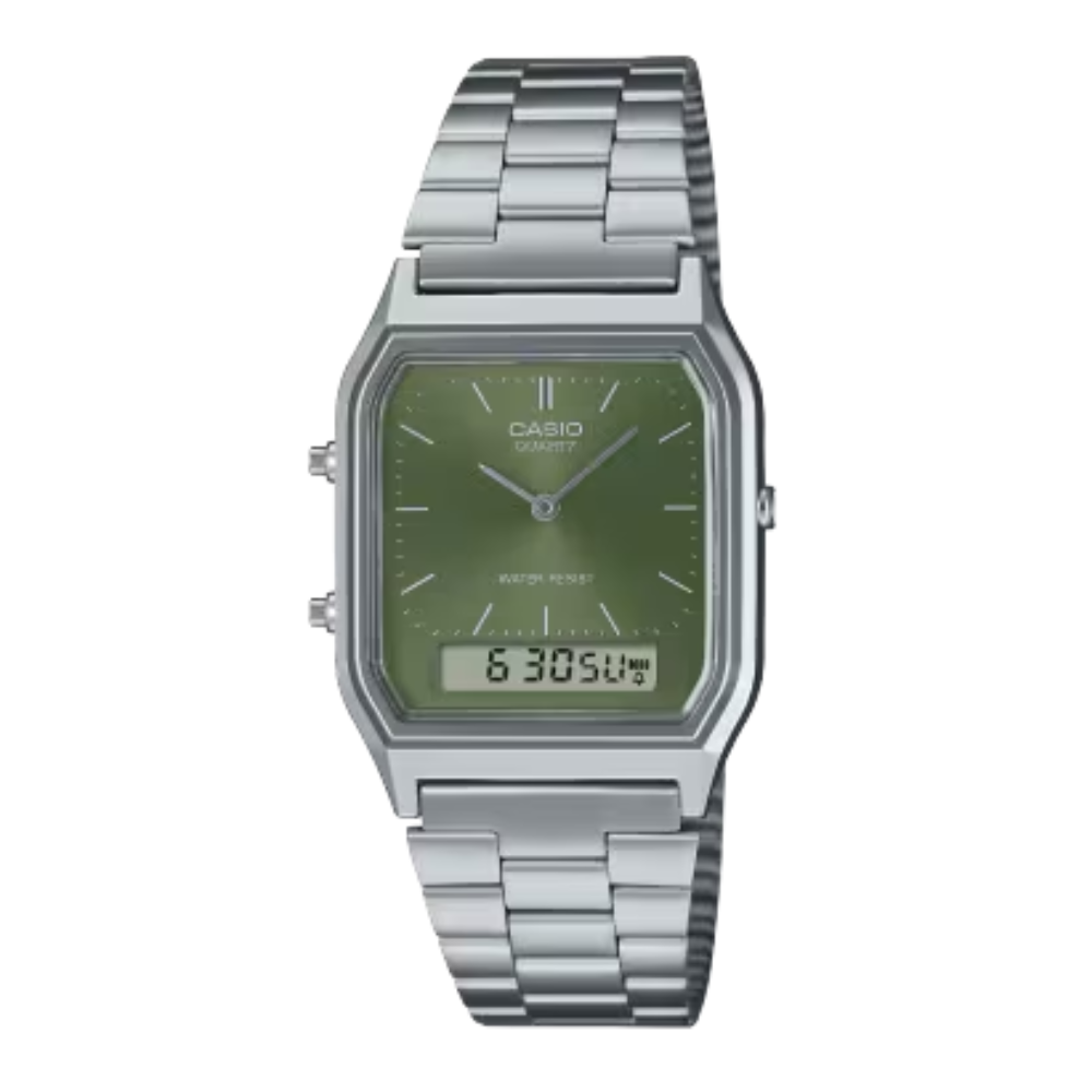 CASIO Quartz Vintage Green Sunray Dial | AQ230A-3A