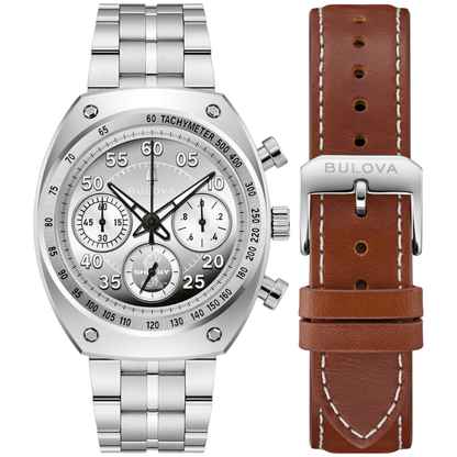 Bulova SHELBY® Racer Chronograph Silver-Tone Dial | 96K118