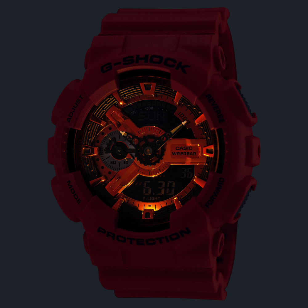 CASIO G-SHOCK ANALOG-DIGITAL 110 Series Red Resin Band | GA110RRB-4A