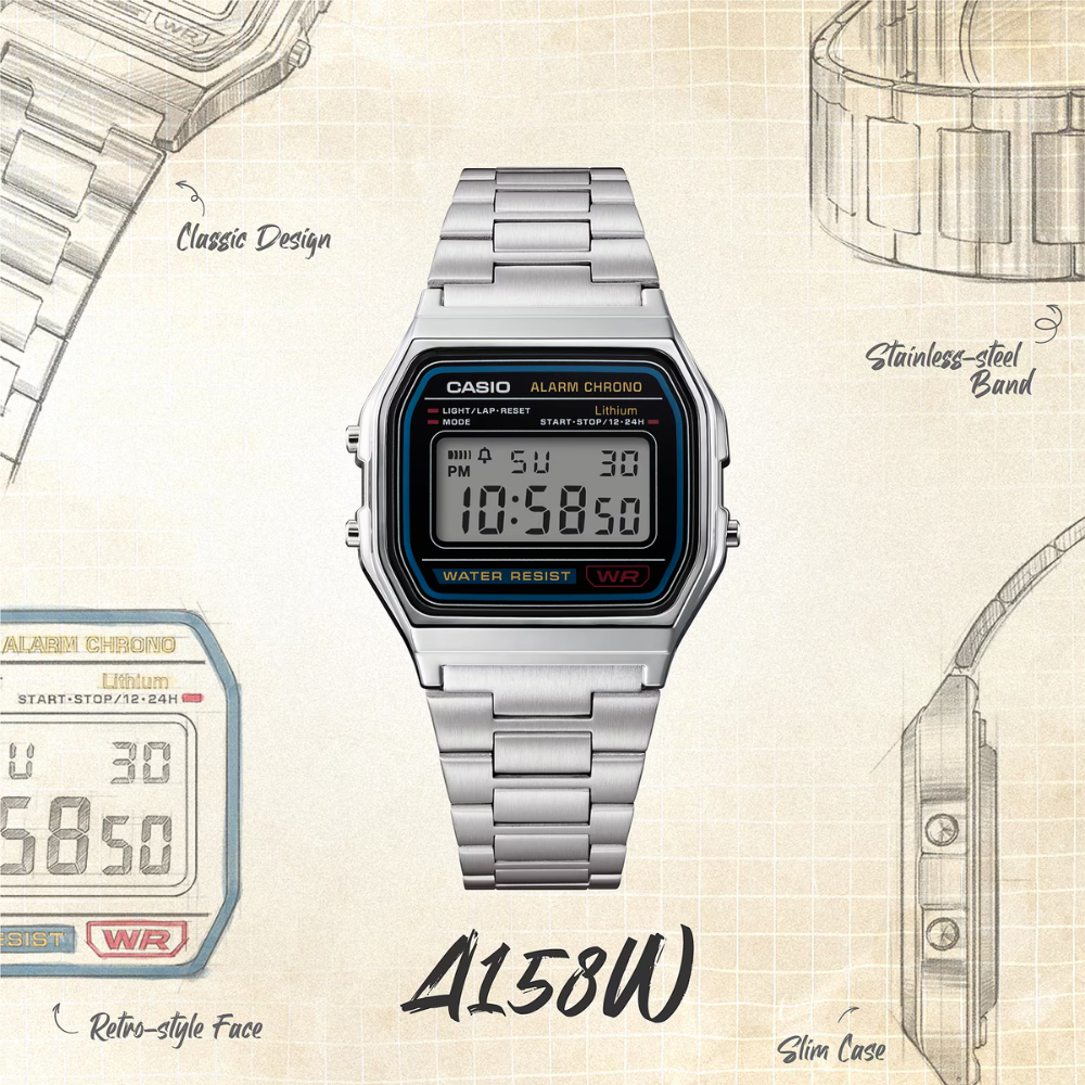 CASIO Vintage Stainless Steel | A158WA-1CR
