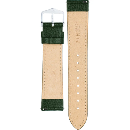HIRSCH Kansas Alligator Embossed Leather Watch Strap Green 20mm Silver Buckle | 01502040-2-20