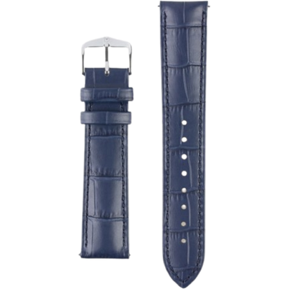 HIRSCH Duke Quick-Release Alligator Embossed Leather Strap Blue 22mm Silver Buckle | 01028080-2-22
