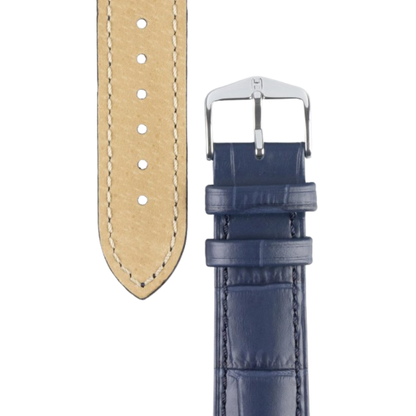 HIRSCH Duke Quick-Release Alligator Embossed Leather Strap Blue 22mm Silver Buckle | 01028080-2-22