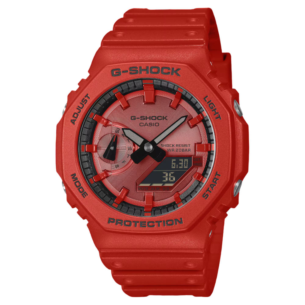 CASIO G-SHOCK ANALOG-DIGITAL 2100 Series Red Resin Strap | GA2100RRB-4A