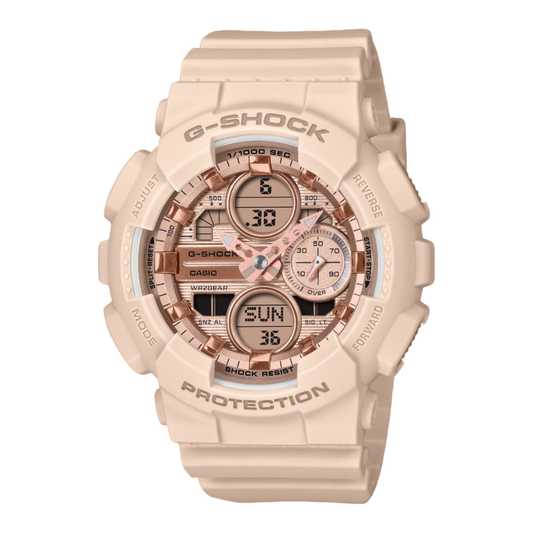 CASIO G-SHOCK Analog Digital Rose Gold and Pink Ladies | GMAS140PG-4A