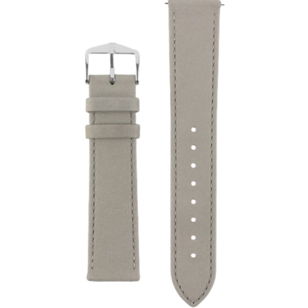 HIRSCH Osiris Calf Leather with Nubuck Effect Strap Grey  22mm Silver Buckle | 03433030-2-22