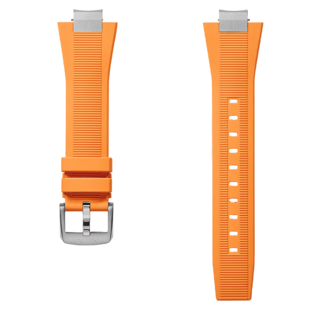 MIDO Multifort 8 Two Crowns or One Crown Orange Rubber Strap 12mm | M852.019.672