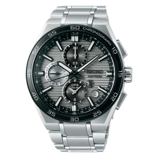 SEIKO Astron GPS Solar Dual-Time Titanium Chronograph Silver Grey Dial | SSH177